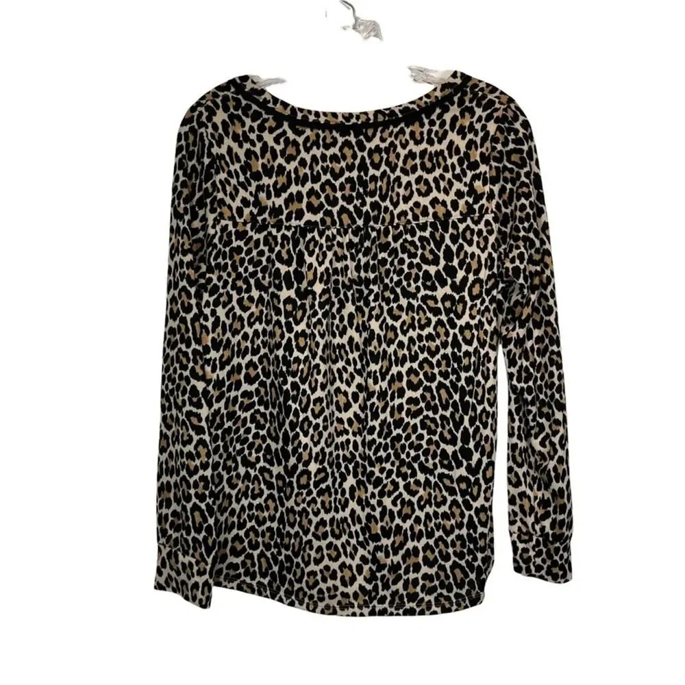 Kate Spade Leopard Animal Printed Long Sleeve Shirt Size Woman's Small